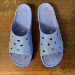 Crocs Classic Platform Glitter Womens 11 Moon Jelly Purple Slide 208233-5Q6